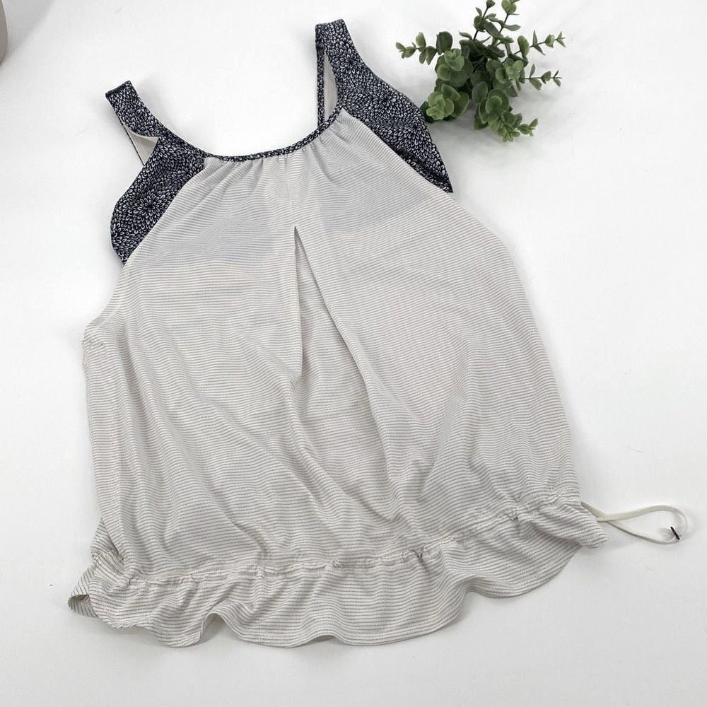 Lululemon Run Times Cinch Running Tank size 6 Heathered Ghost Plush Petal Black
